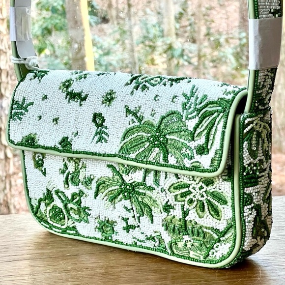 STAUD Handbags - NWT Staud Beaded Tommy Shoulder Bag Clover Toile 🌟 Rare Find 🌟